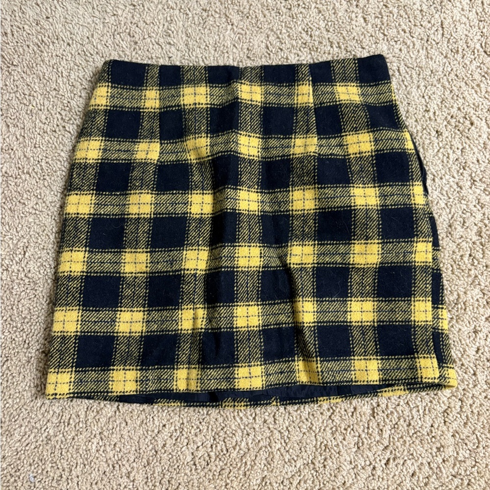 Forever 21 Yellow and Black Checkered Mini Skirt